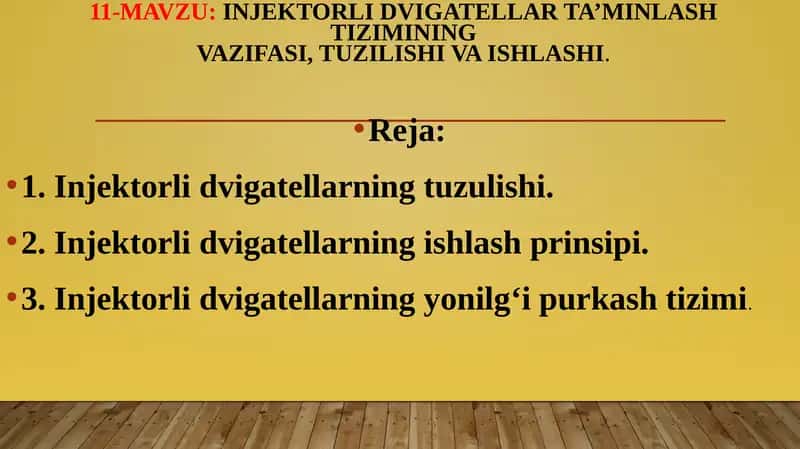 Injektorli Dvigatellar Ta'minlash Tizimi 1