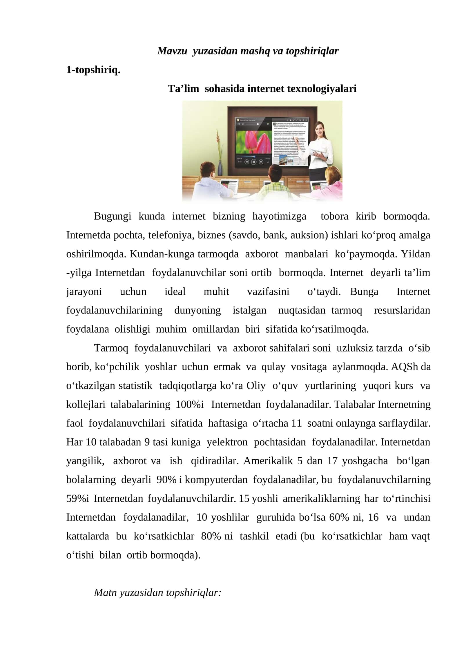 Ta’lim sohasida internet texnologiyalari 1