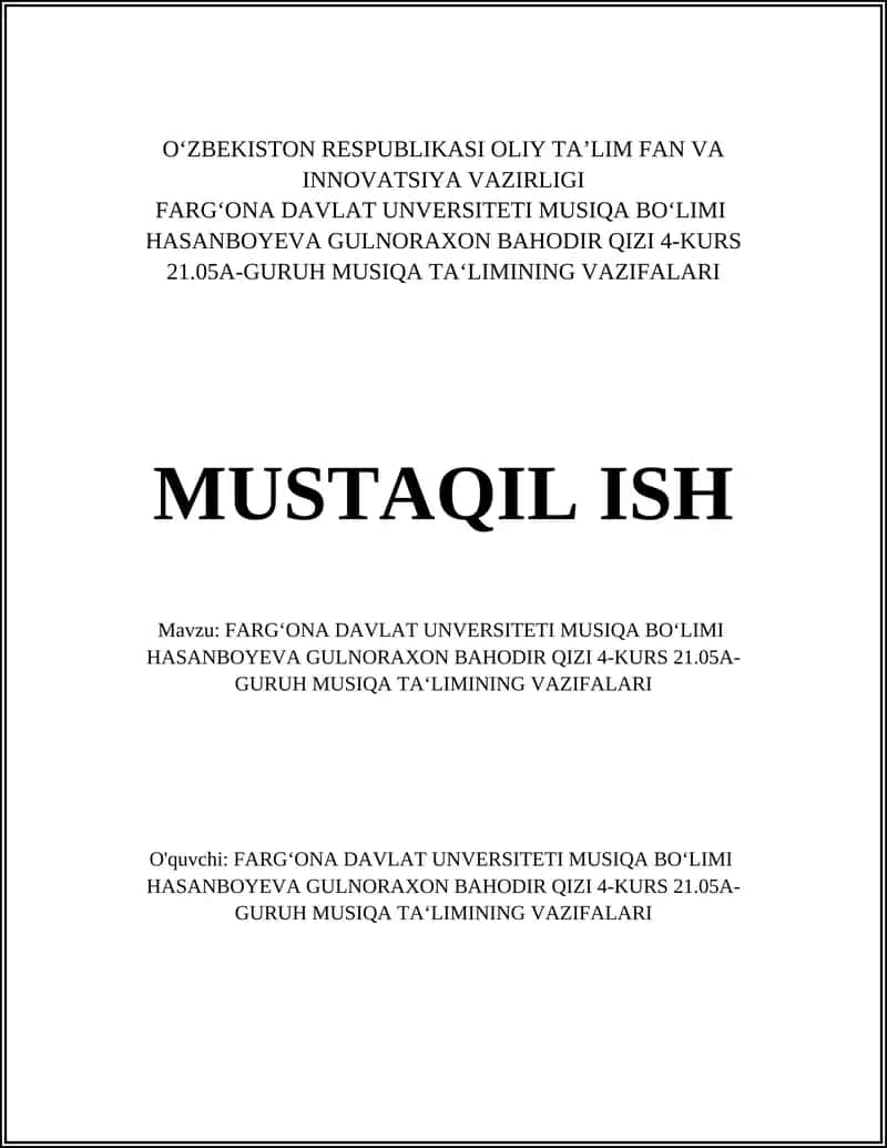 Musiqa Ta'limining Metodologiyasi 1