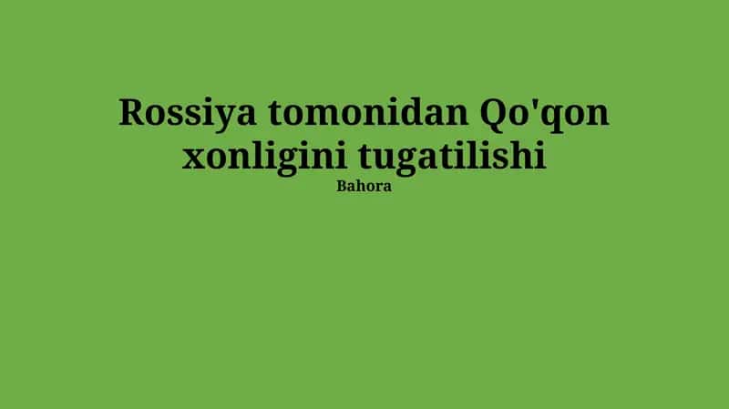 Qo'qon xonligi tarixi 1