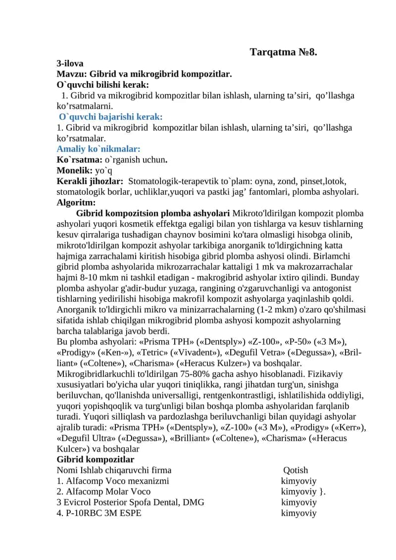 Gibrid va mikrogibrid kompozitlar 1