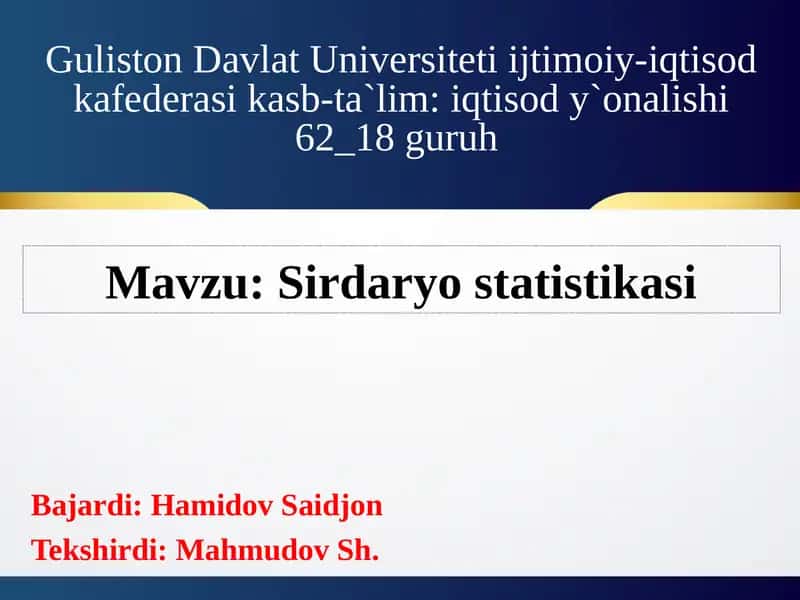 Sirdaryo statistikasi 1