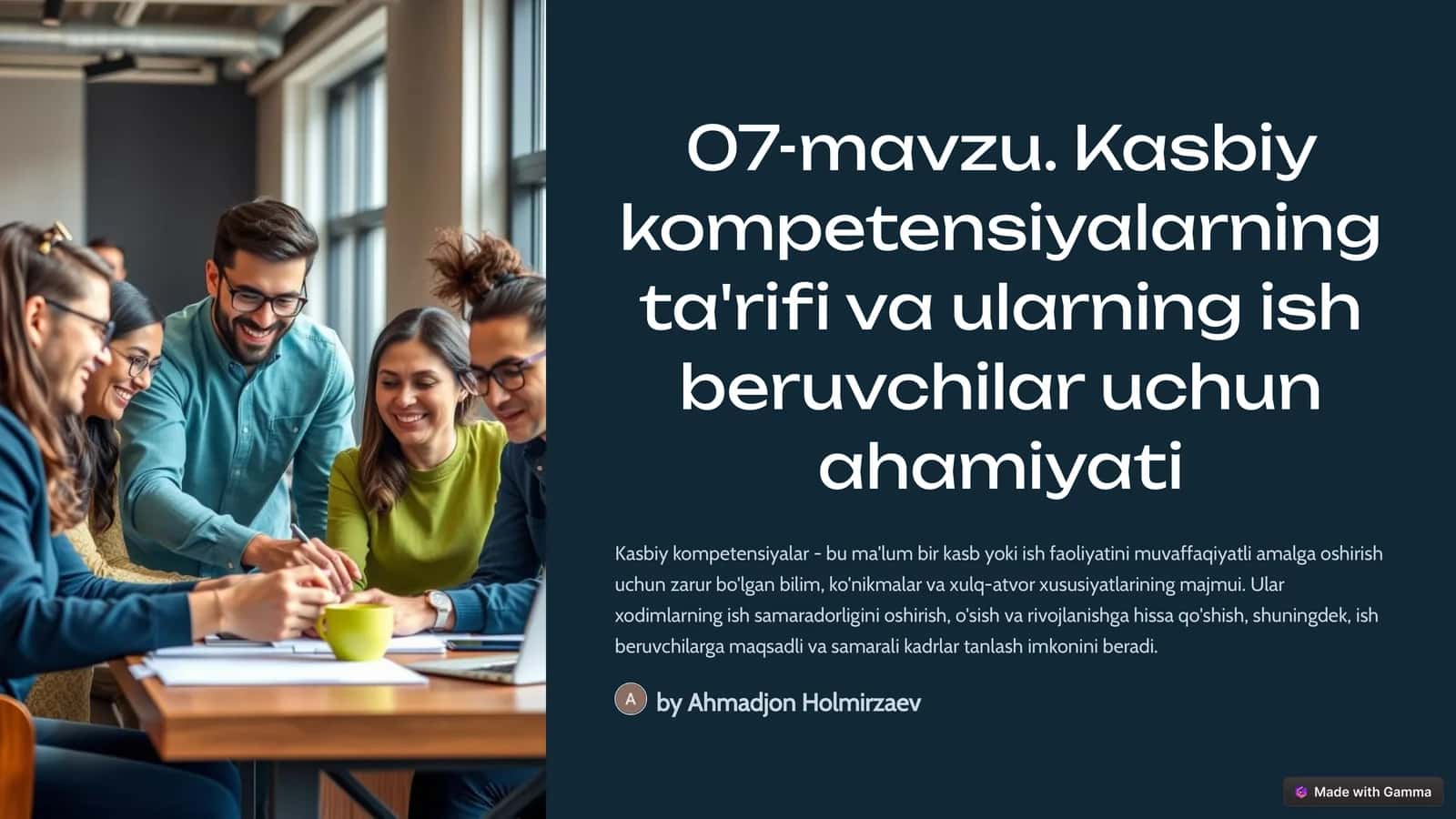 Kasbiy kompetensiyalar 1
