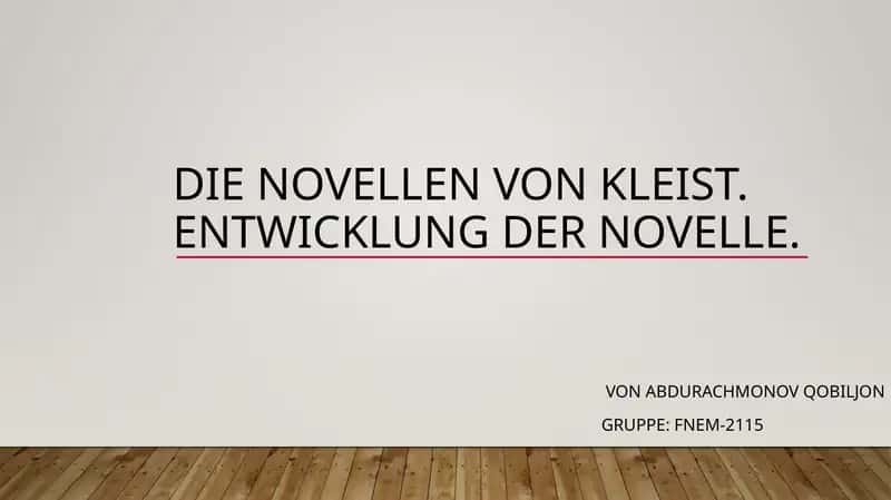 Dienovelle von von Kleist 1