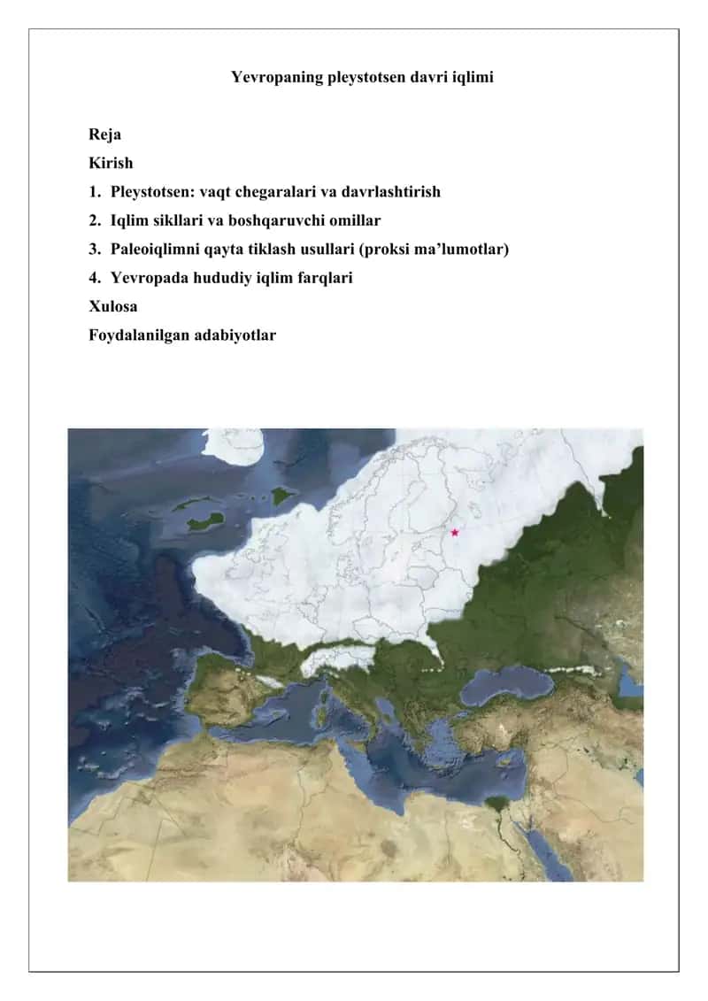 Yevropaning pleystotsen davri iqlimi 1