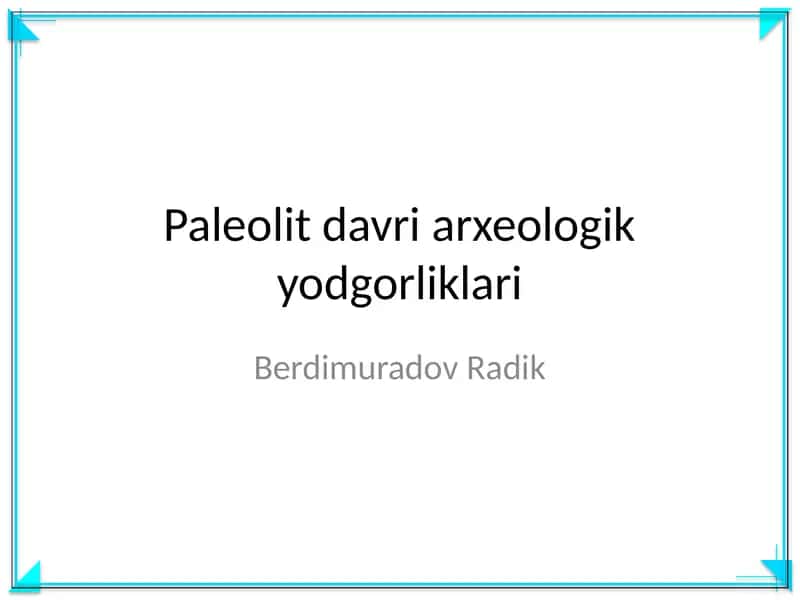 Paleolit davri arxeologik yodgorliklari 1