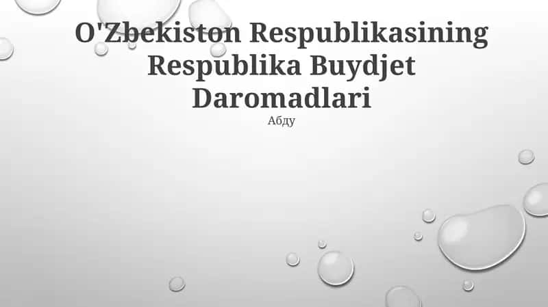 O'Zbekiston Respublikasining Respublika Buydjet Daromadlari