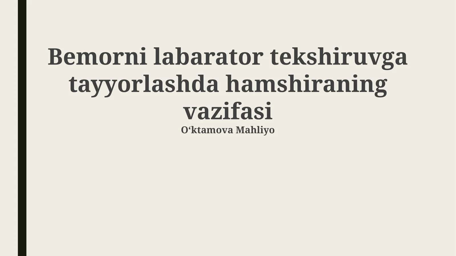 Bemorni labarator tekshiruvga tayyorlashda hamshiraning vazifasi 1