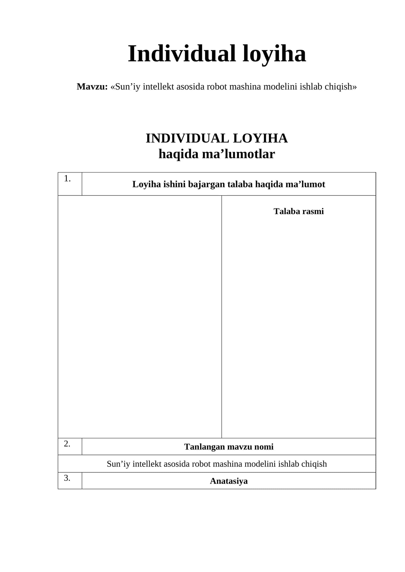 Sun’iy intellekt asosida robot mashina modelini ishlab chiqish 1