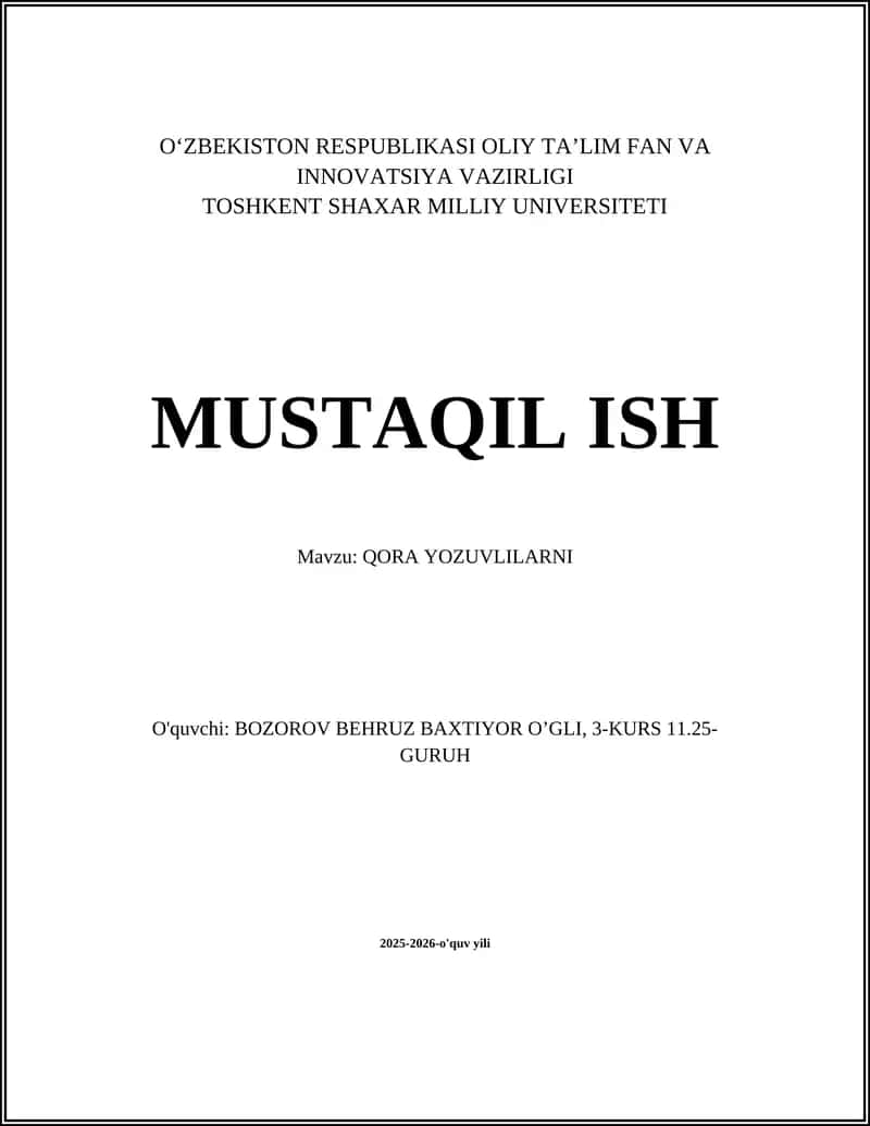 Qora Yozuvlilarni Tarixiy Rivojlanishi 1