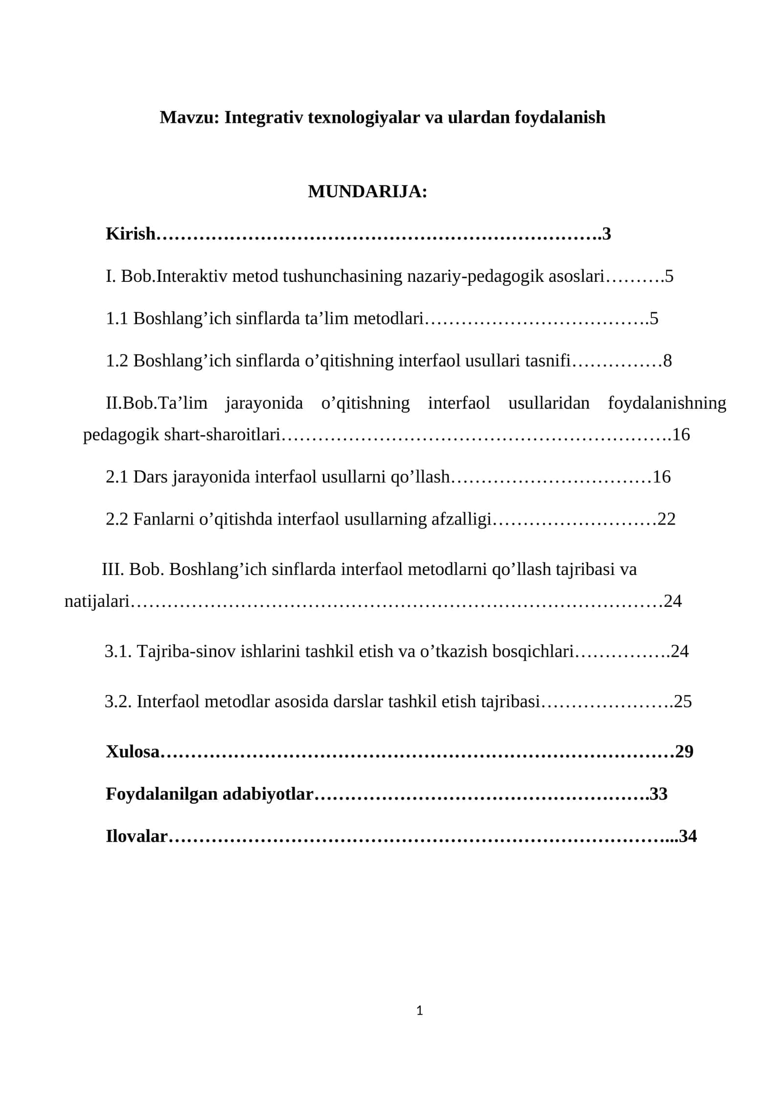 Integrativ texnologiyalar va ulardan foydalanish 1