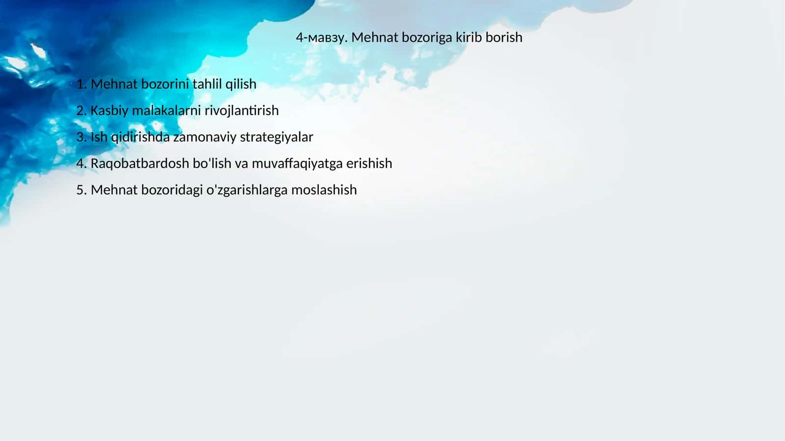 Mehnat bozoriga kirib borish 1