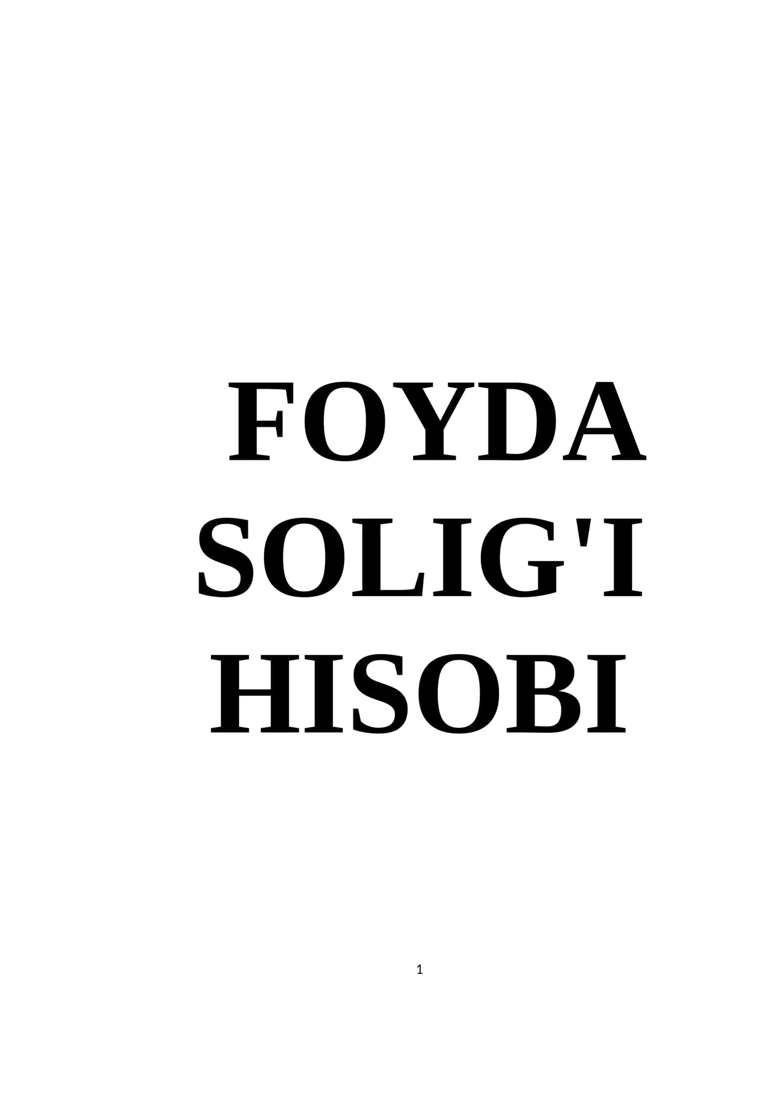 Foyda Solig'i Hisobi 1