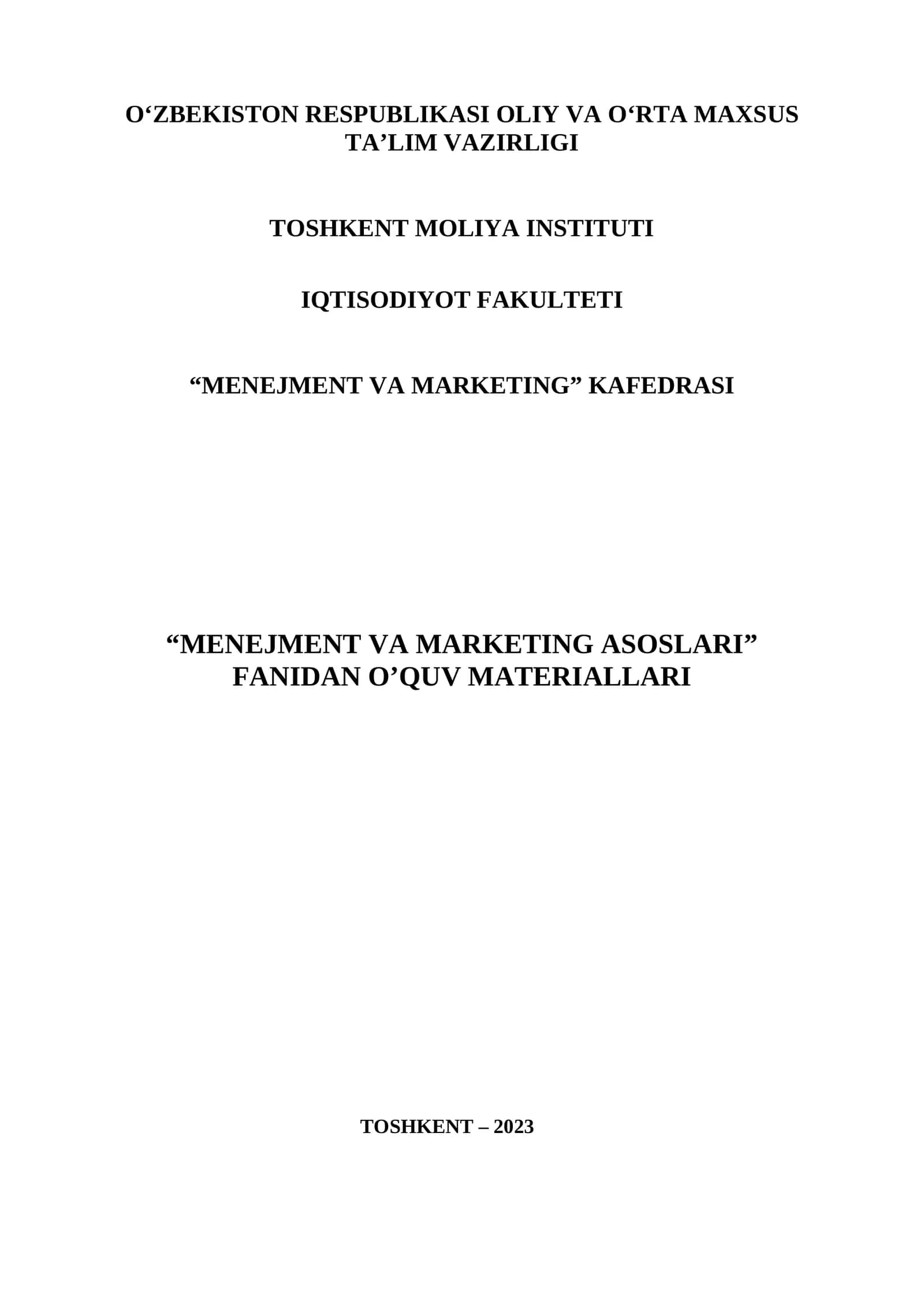 Menejment va marketing asoslari 1