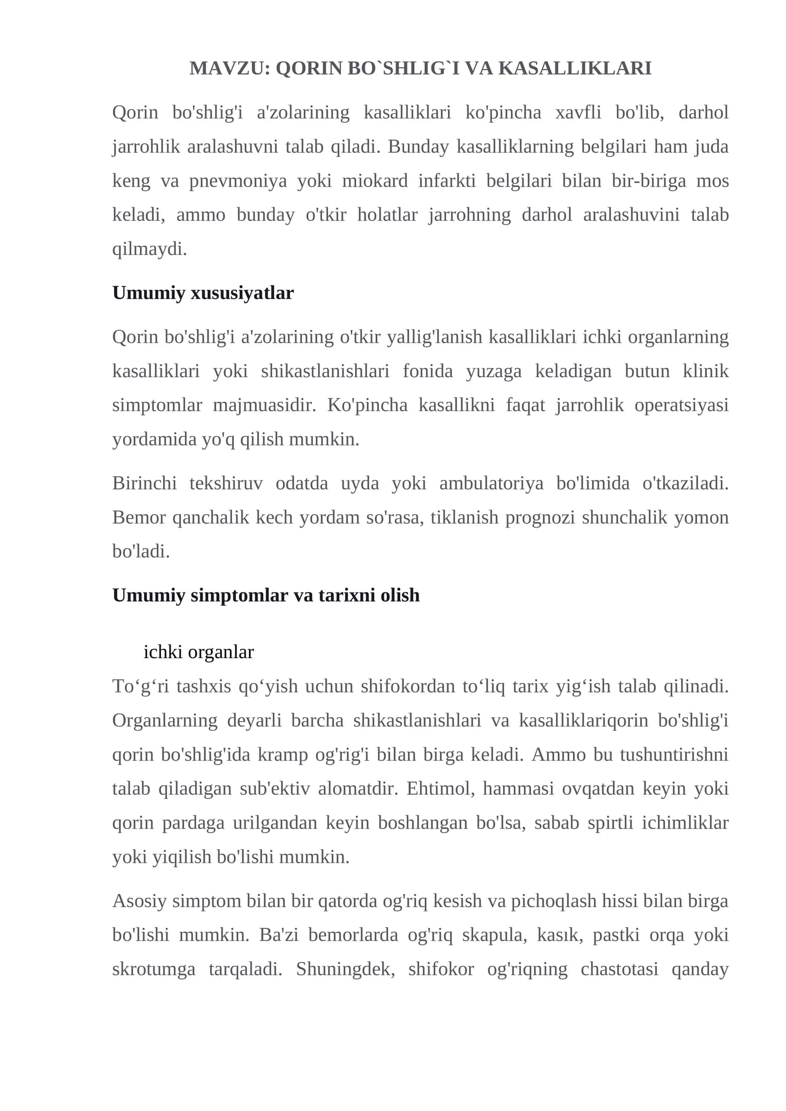 QORIN BO`SHLIG`I VA KASALLIKLARI 1