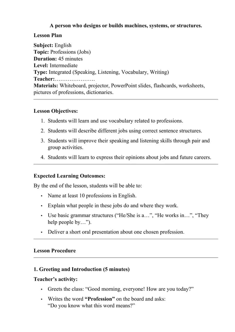 Lesson Plan 1