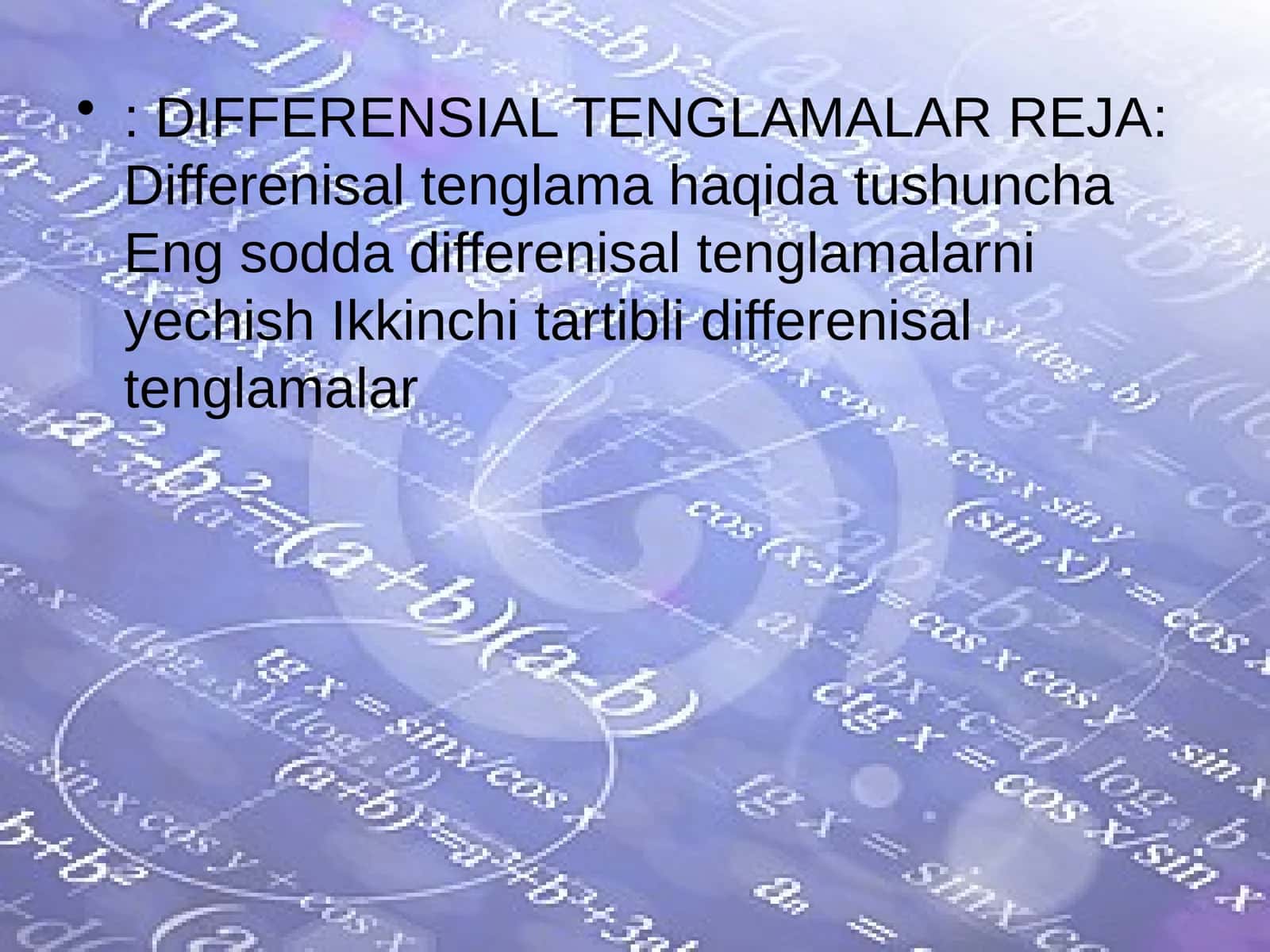 Differensial Tenglamalar 1