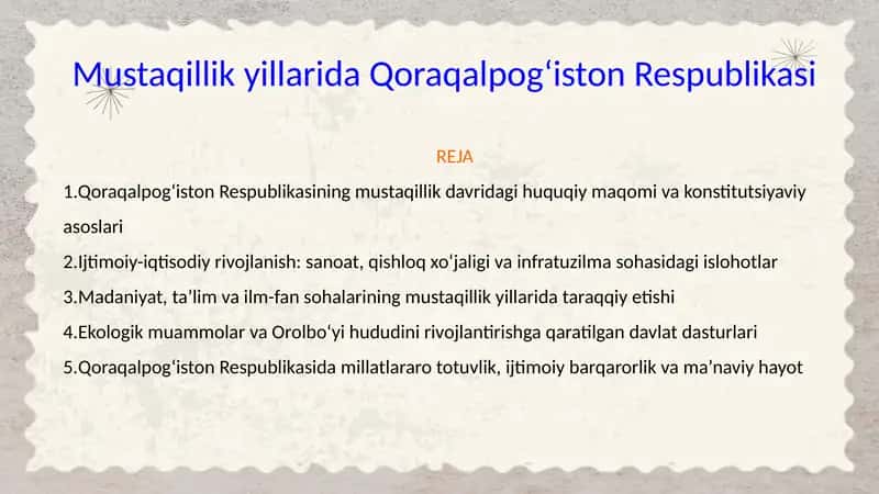 Mustaqillik yillarida Qoraqalpog‘iston Respublikasi 1