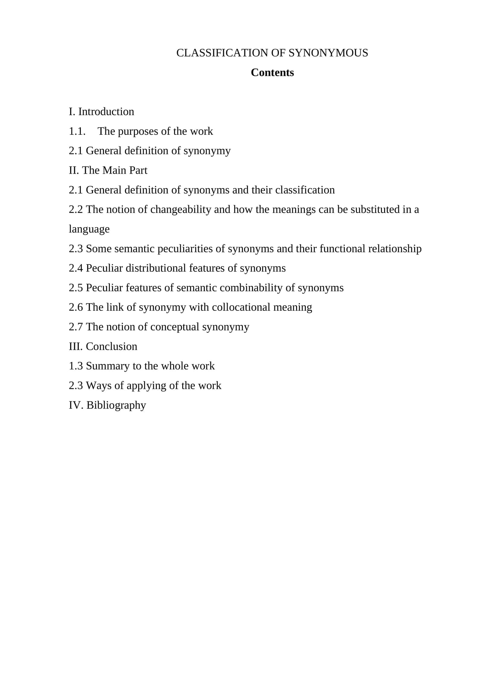 Problem of synonyms of in the translation 1