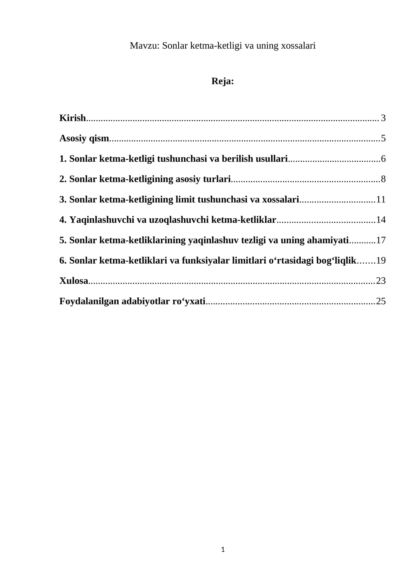 Sonlar ketma-ketligi va uning xossalari 1