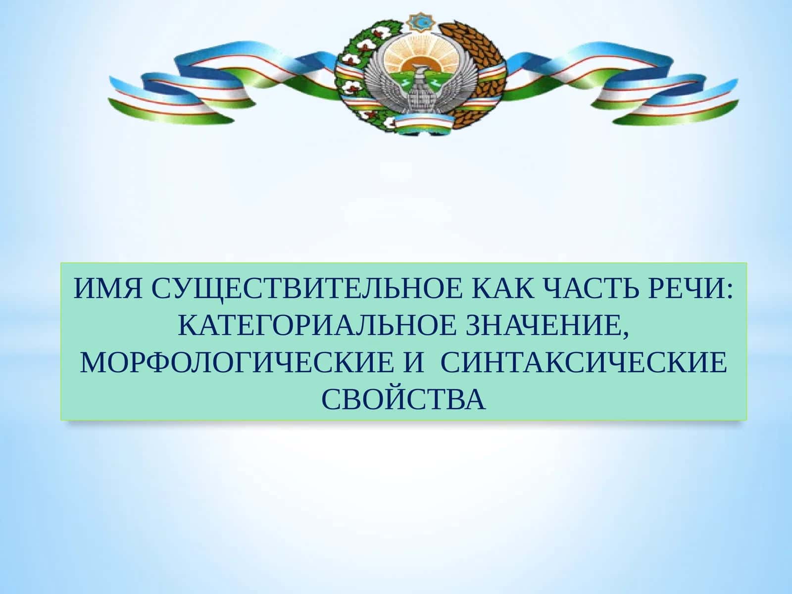 Имя существительное как часть речи: категориальное значение, морфологические и синтаксические свойства 1