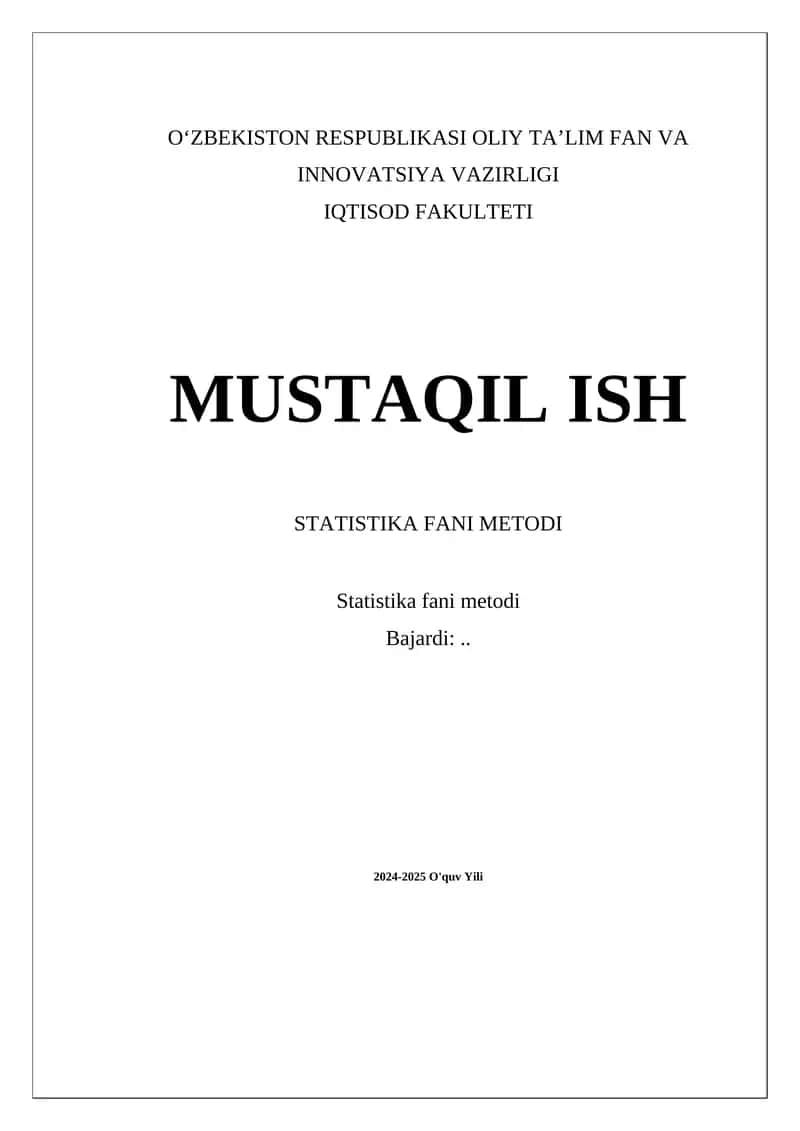 Statistika fani metodi 1