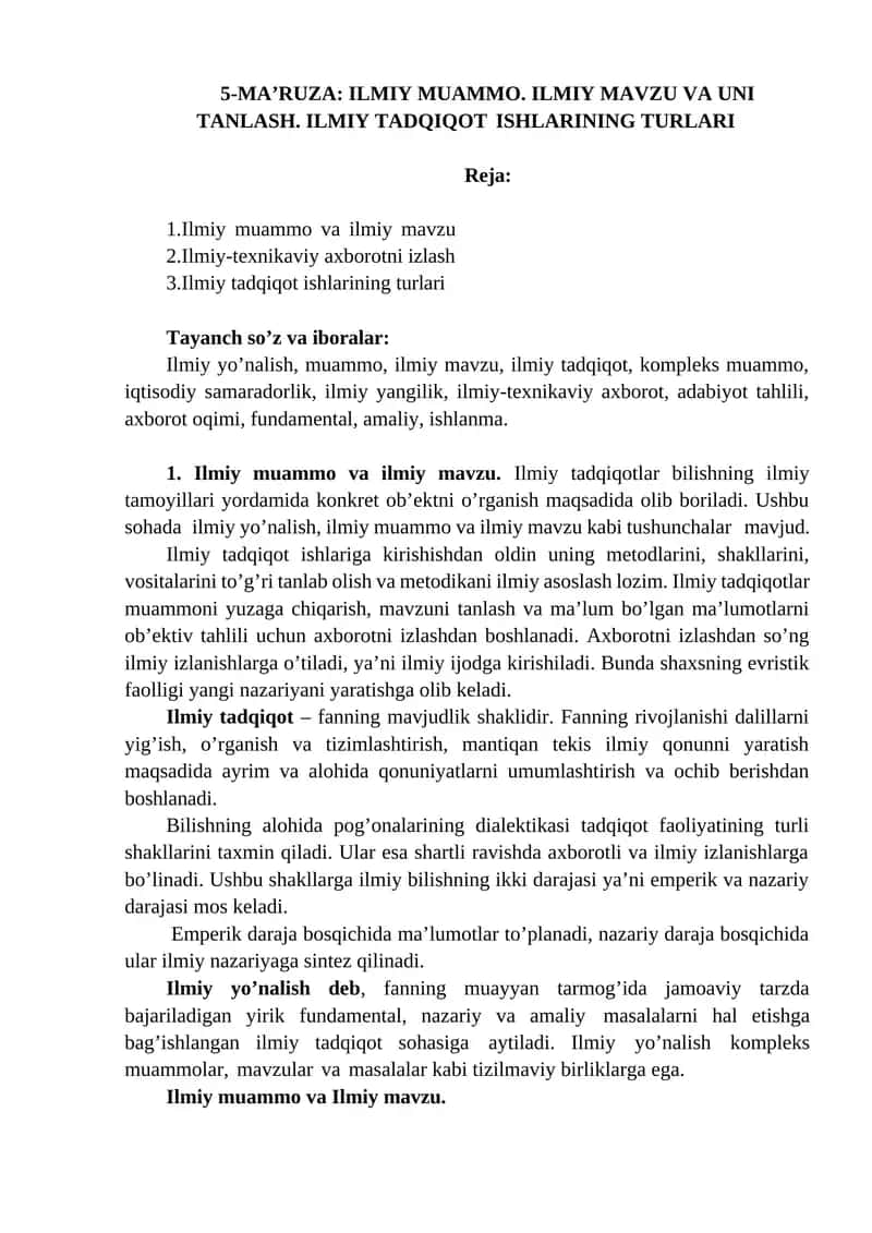 ILMIY TАDQIQОT ISHLАRINING TURLАRI 1