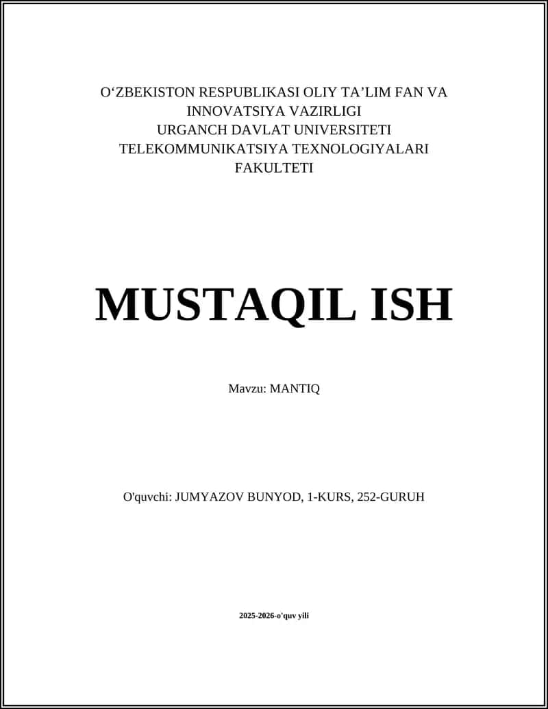 Mantiqning asosiy tushunchalari 1