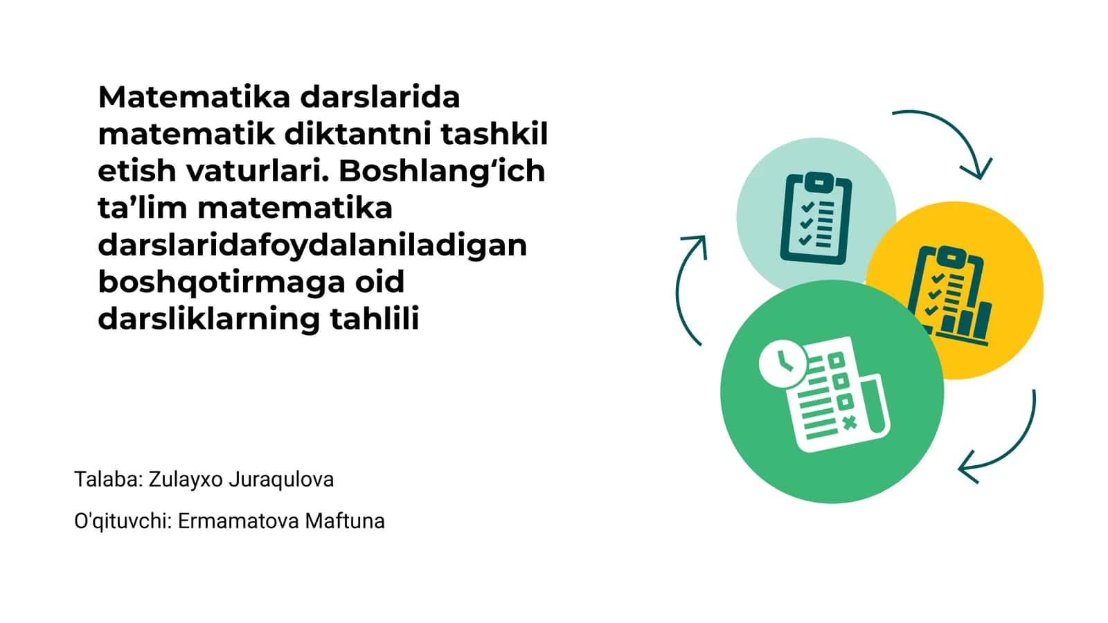 Matematika Darslarida Diktant Tashkili 1