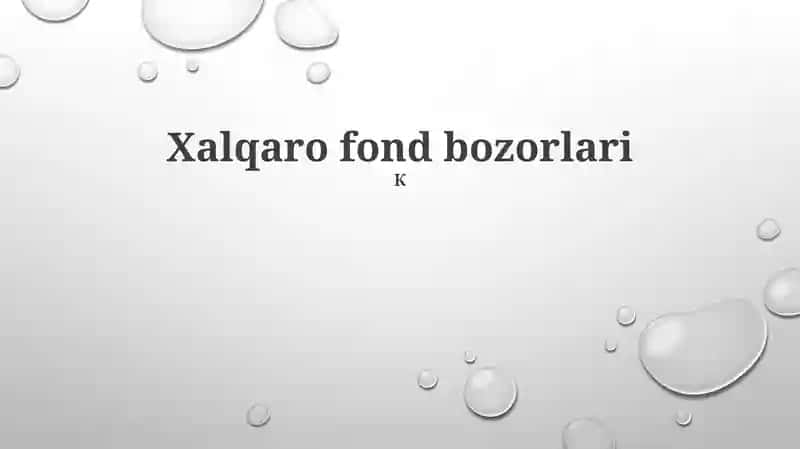 Xalqaro fond bozorlari