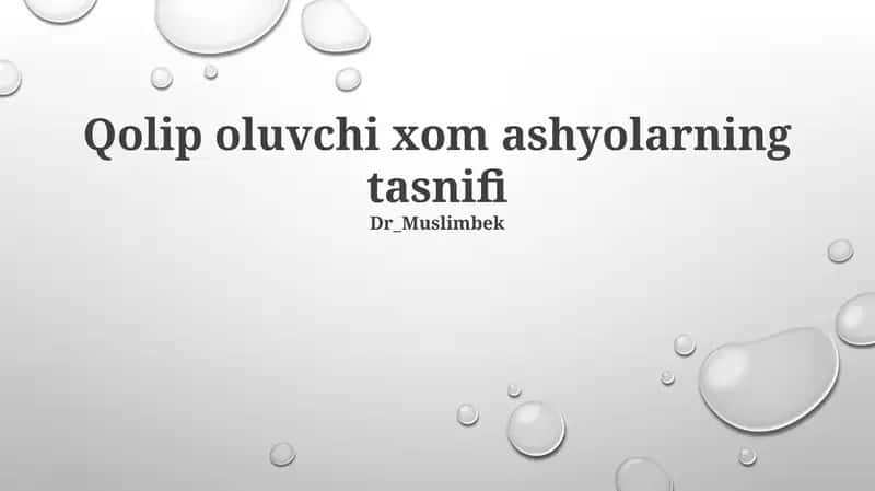 Qolip oluvchi xom ashyolarning tasnifi 1