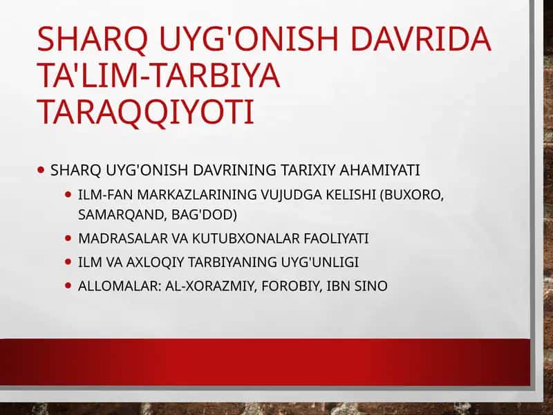 Sharquyg'onishdavridata'lim-tarbiyataraqqiyoti 1