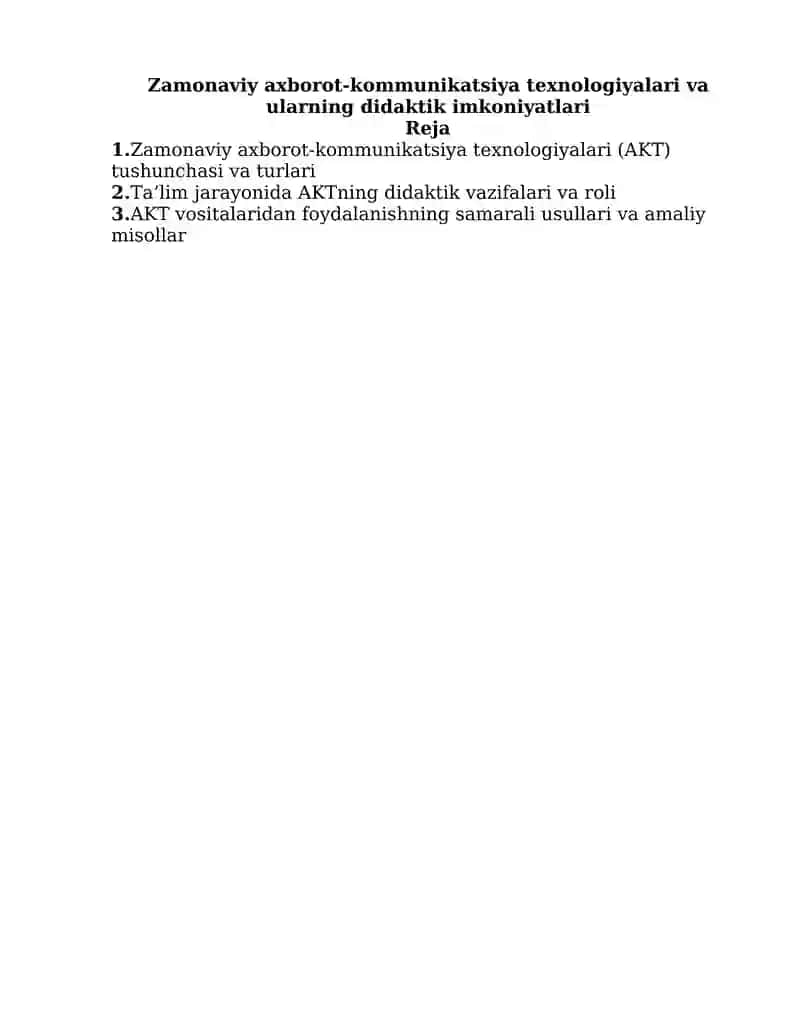 Zamonaviy axborot-kommunikatsiya texnologiyalari