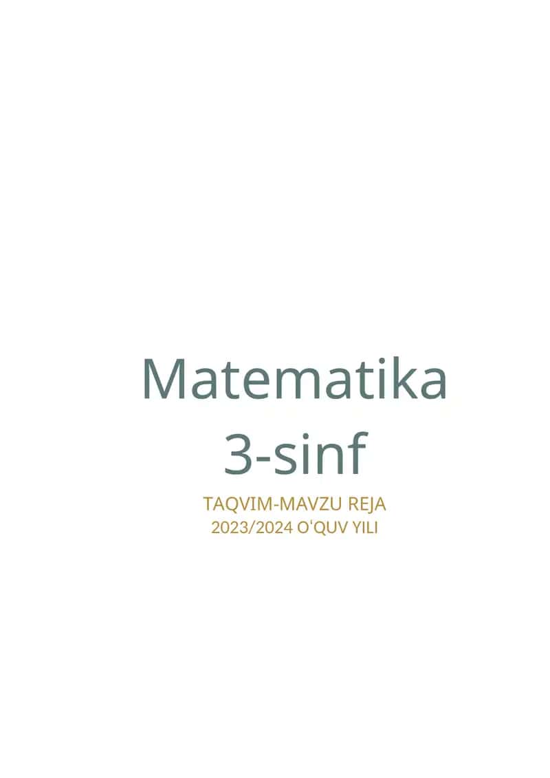 Matematika 3-sinf TAQVIM-MAVZU REJA 1