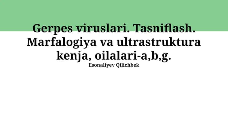 Gerpes Viruslari: Klassifikatsiyasi 1