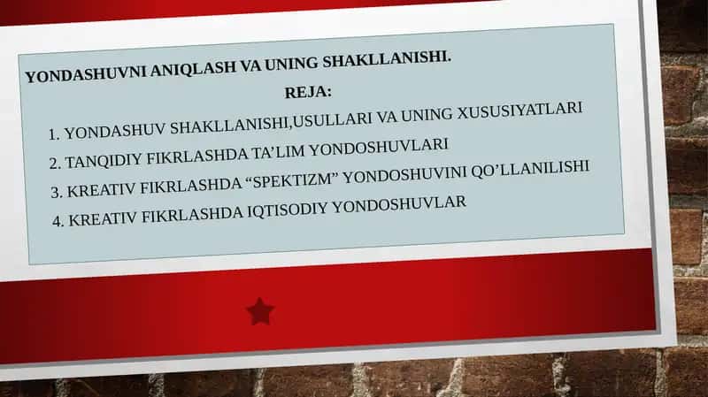 Yondashuvni aniqlash va uning shakllanishi 1