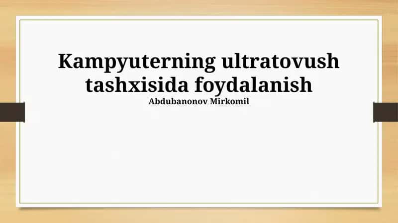 Kampyuterning ultratovush tashxisida foydalanish 1