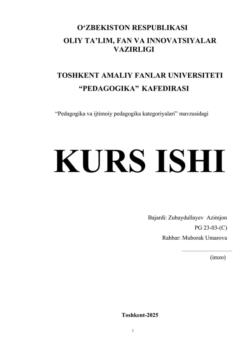 Pedagogika va ijtimoiy pedagogika kategoriyalari 1