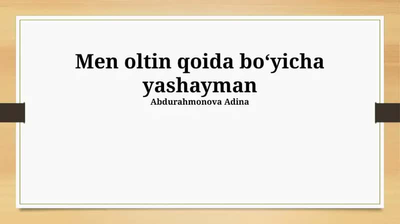 Oltin Qoida: Asoslar va Ko'rinishlar 1