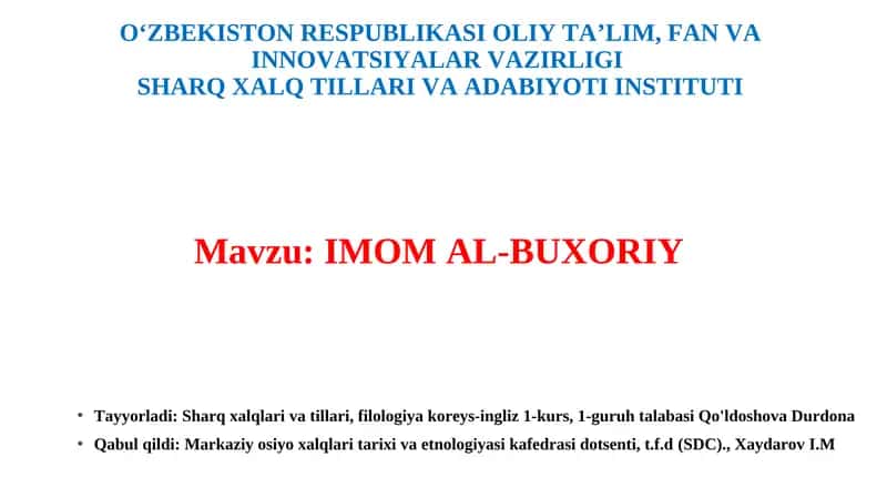 IMOM AL-BUXORIY 1