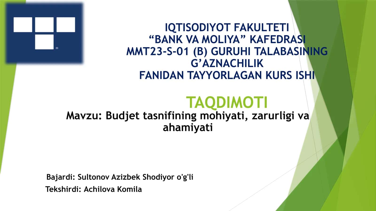 IT TALIMI. BANK VA MOLIYA 1
