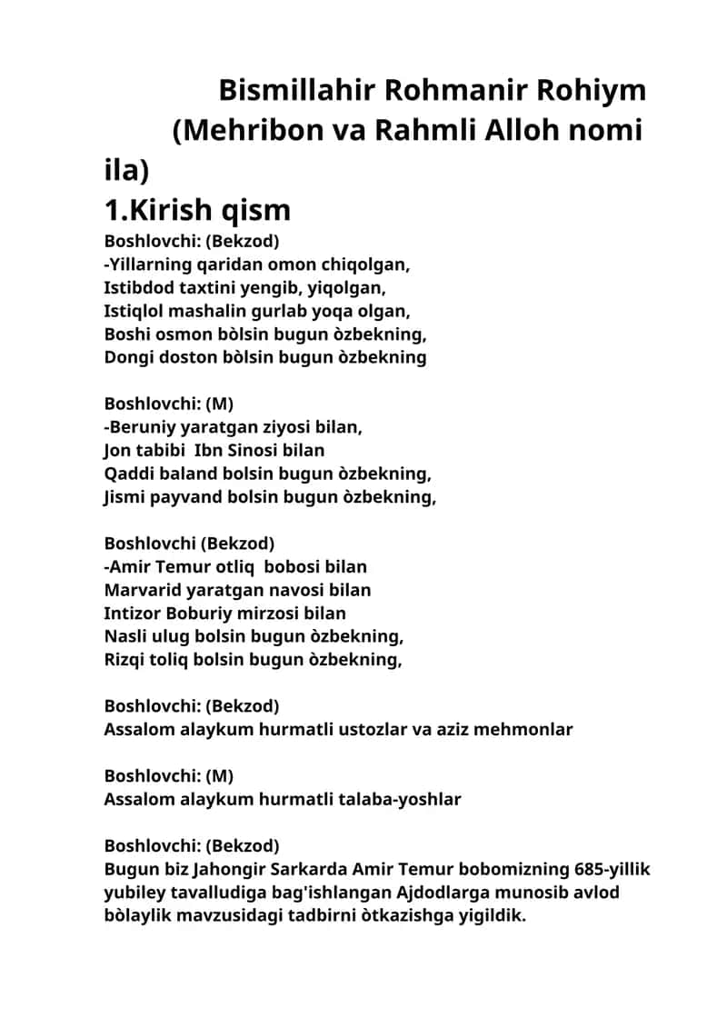 Amir Temur hayoti va faoliyati 1