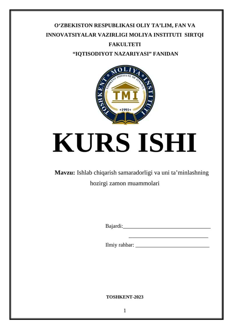 IQTISODIYOT NAZARIYASI 1