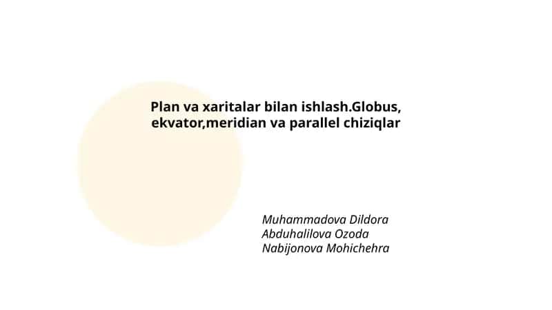 Plan va xaritalar bilan ishlash 1