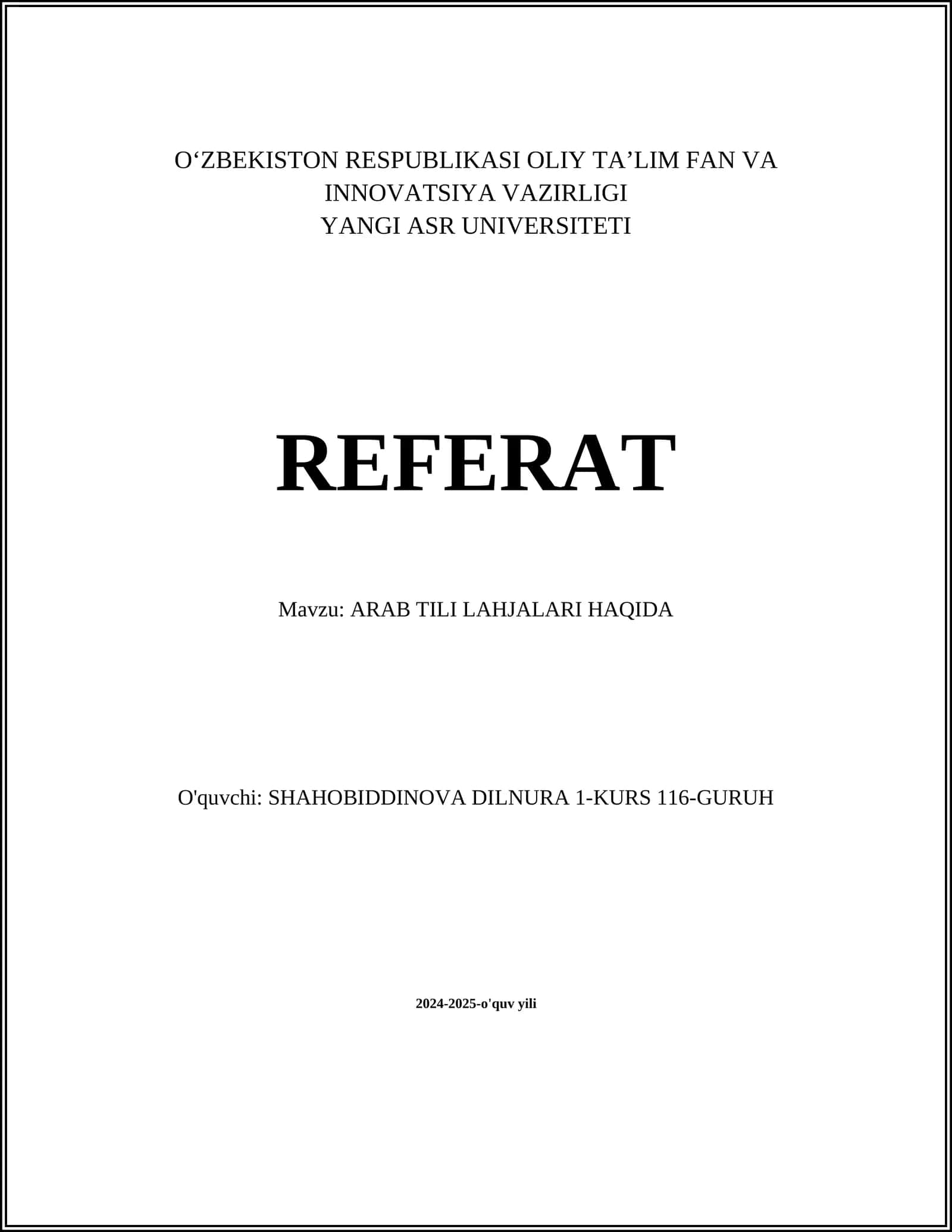 ARAB TILI LAHJALARI HAQIDA 1