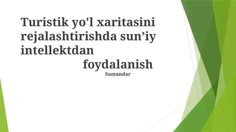 Turistik yo'l xaritasi rejalashtirish 1