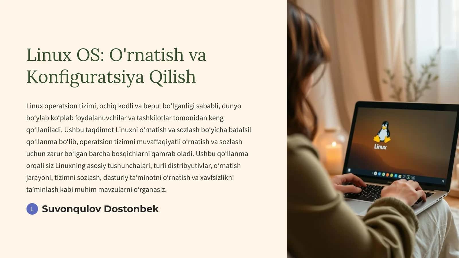 Linux OS: O'rnatish va Konfiguratsiya Qilish 1