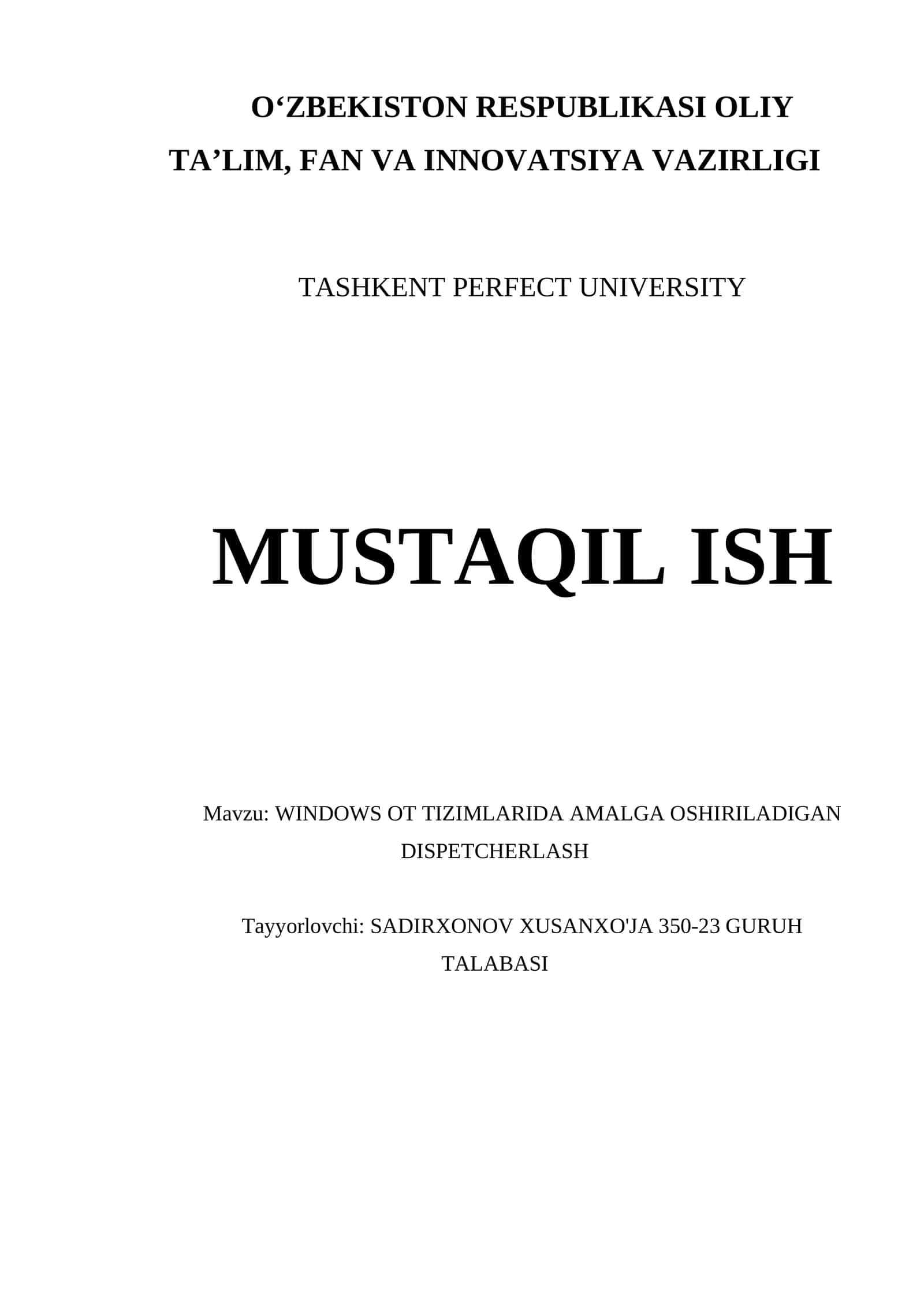 WINDOWS OT TIZIMLARIDA AMALGA OSHIRILADIGAN DISPETCHERLASH 1