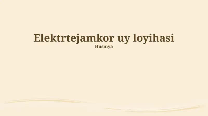 Elektrtejamkor uy loyihasi 1