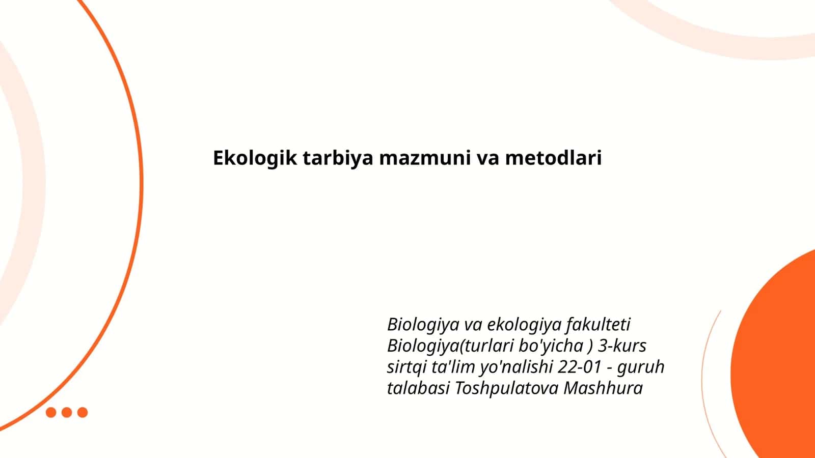 Ekologik tarbiya mazmuni va metodlari 1
